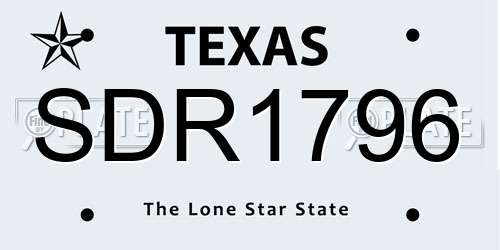 SDR1796 Texas License Plate