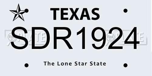 SDR1924 Texas License Plate