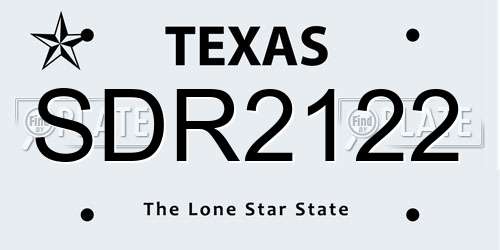 SDR2122 Texas License Plate