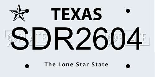 SDR2604 Texas License Plate