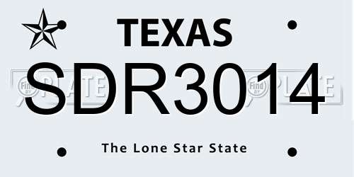 SDR3014 Texas License Plate