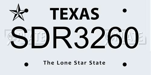 SDR3260 Texas License Plate
