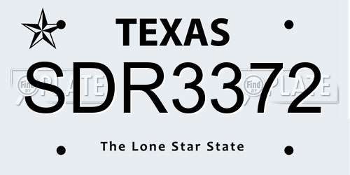 SDR3372 Texas License Plate