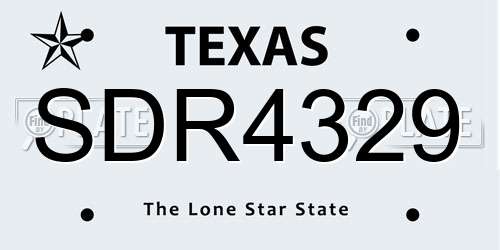 SDR4329 Texas License Plate