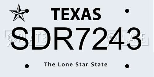 SDR7243 Texas License Plate