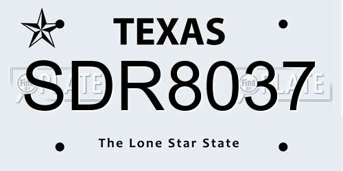 SDR8037 Texas License Plate