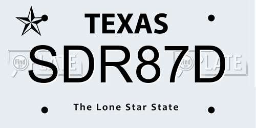SDR87D Texas License Plate