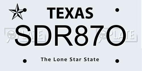 SDR87O Texas License Plate