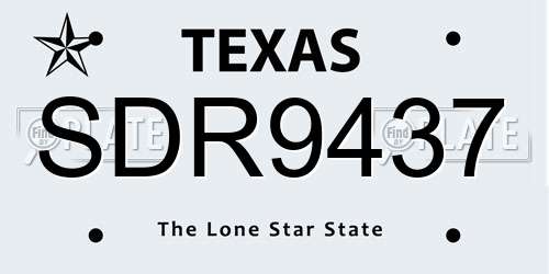 SDR9437 Texas License Plate