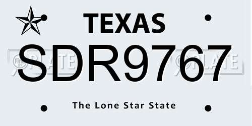 SDR9767 Texas License Plate
