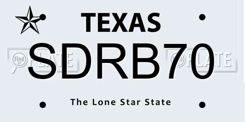 SDRB70 Texas License Plate