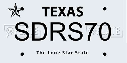 SDRS70 Texas License Plate