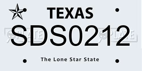 SDS0212 Texas License Plate