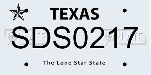 SDS0217 Texas License Plate