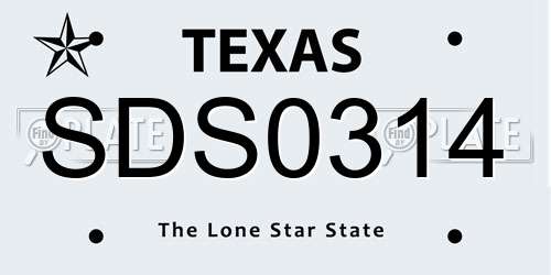SDS0314 Texas License Plate