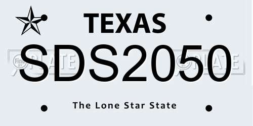SDS2050 Texas License Plate