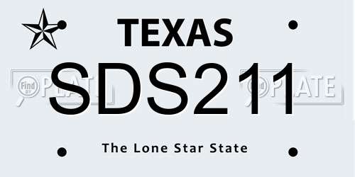 SDS211 Texas License Plate