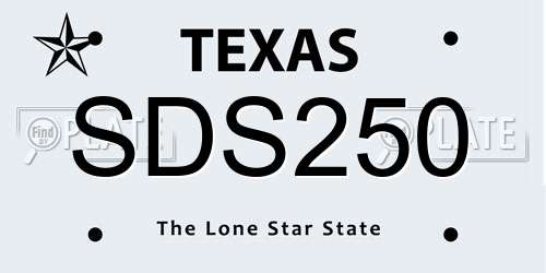 SDS250 Texas License Plate