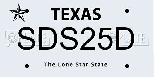 SDS25D Texas License Plate