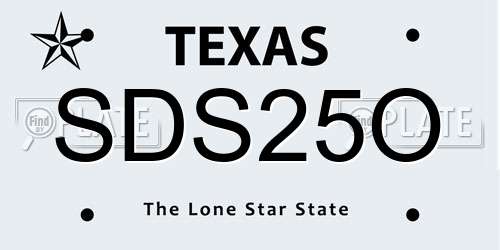 SDS25O Texas License Plate