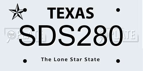SDS280 Texas License Plate