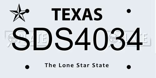 SDS4034 Texas License Plate