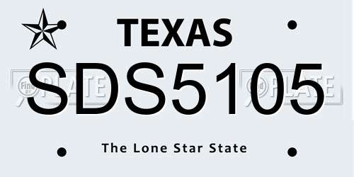 SDS5105 Texas License Plate