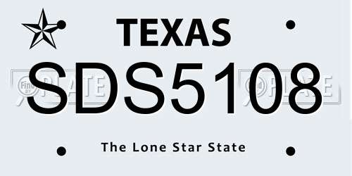 SDS5108 Texas License Plate