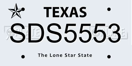 SDS5553 Texas License Plate
