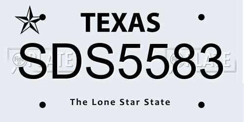 SDS5583 Texas License Plate
