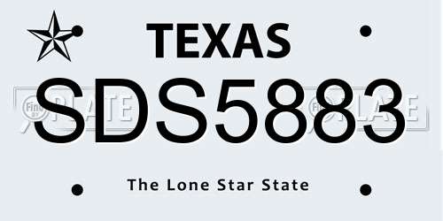 SDS5883 Texas License Plate