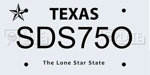 SDS75O Texas License Plate