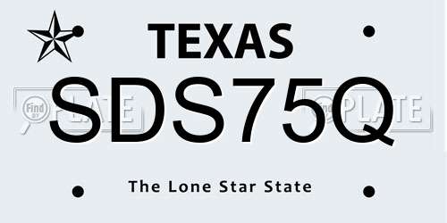 SDS75Q Texas License Plate