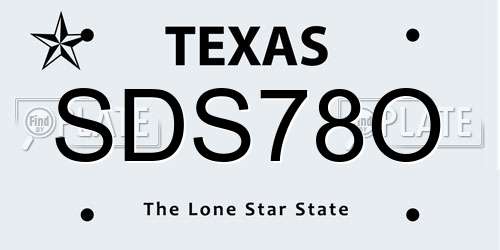 SDS78O Texas License Plate