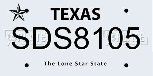 SDS8105 Texas License Plate