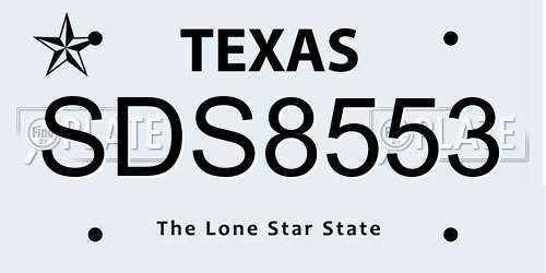 SDS8553 Texas License Plate