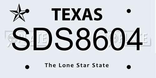 SDS8604 Texas License Plate