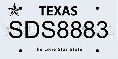 SDS8883 Texas License Plate