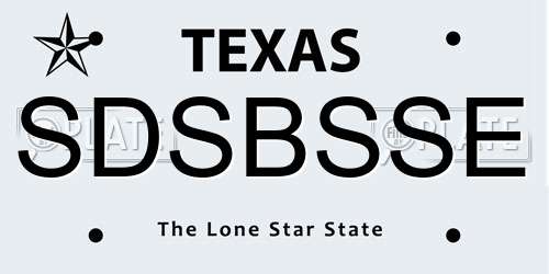 SDSBSSE Texas License Plate