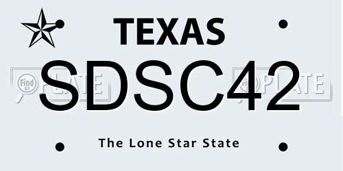 SDSC42 Texas License Plate