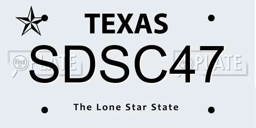 SDSC47 Texas License Plate