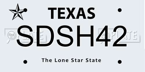 SDSH42 Texas License Plate