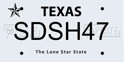 SDSH47 Texas License Plate