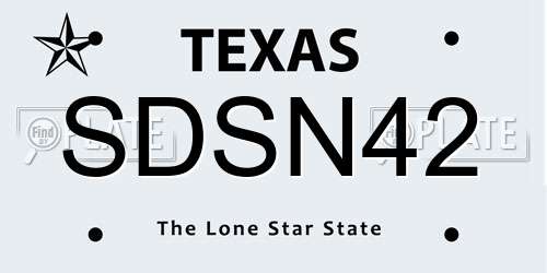 SDSN42 Texas License Plate
