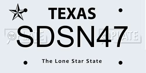 SDSN47 Texas License Plate