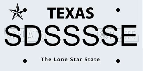 SDSSSSE Texas License Plate