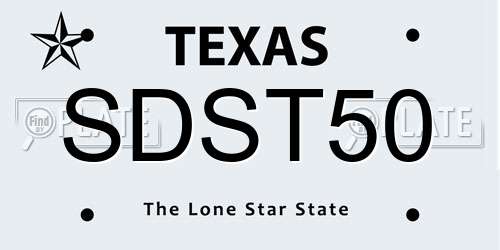 SDST50 Texas License Plate