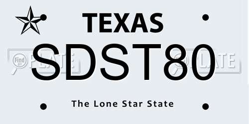 SDST80 Texas License Plate
