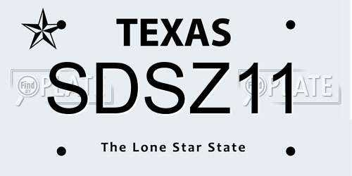 SDSZ11 Texas License Plate