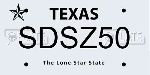 SDSZ50 Texas License Plate